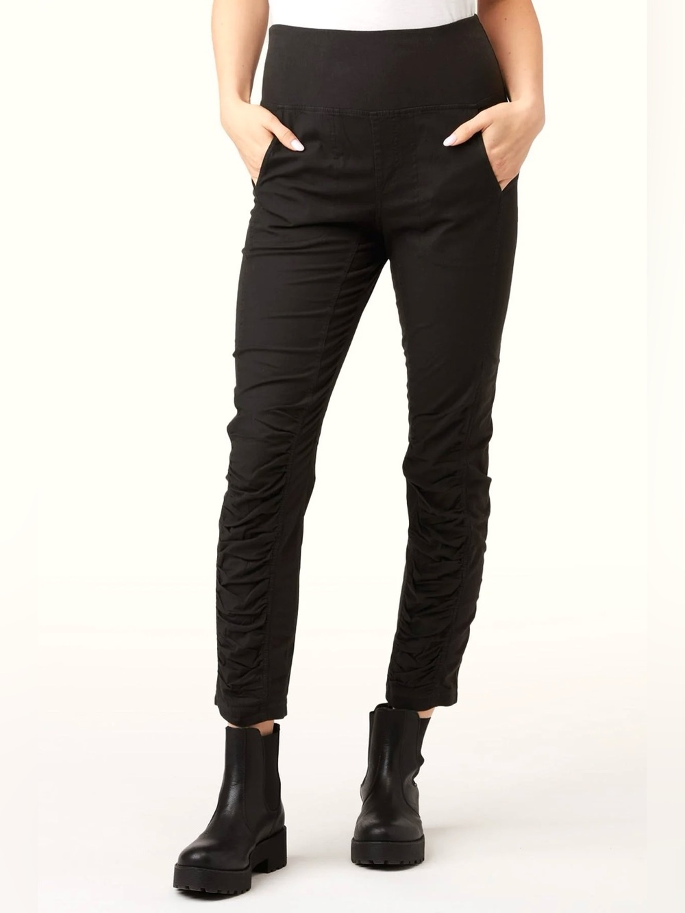 XCVI Wearables Penny High Waist Skinny Pants Women’s Size S Ruched Pull On Black